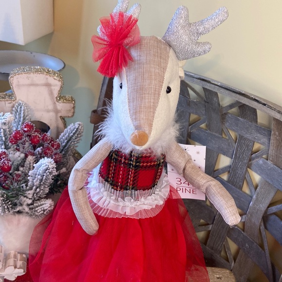 🆕 Vintage Inspired Shabby Chic Christmas Ballerina Reindeer Rag Doll Sitter - Picture 8 of 14